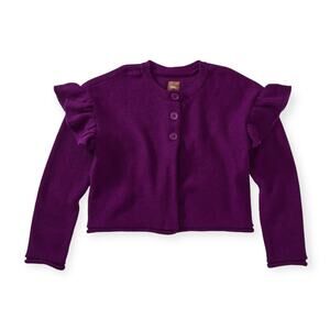 Tea Collection Girls Ruffle Shoulder Cardigan Cosmic Berry Size 2T-3 NWT
